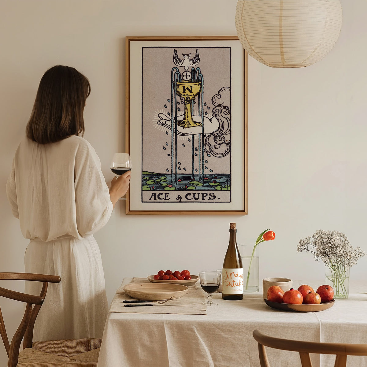 Ace of Cups Poster | Tarot Art Print — styled in an interior