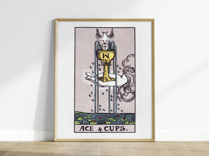 Ace of Cups Poster | Tarot Art Print — framed print on the wall, 16x20 in