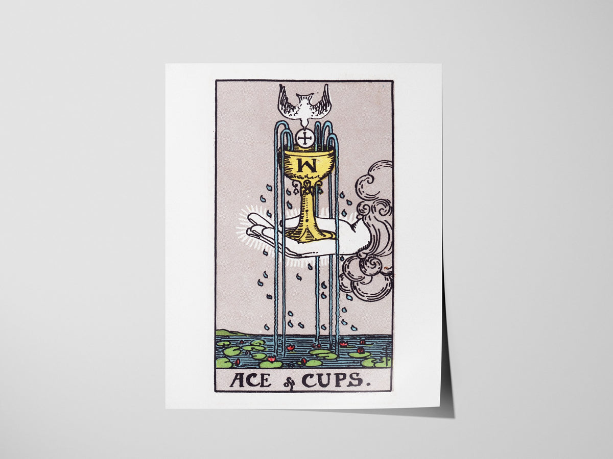 Ace of Cups Poster | Tarot Art Print — print detail on fine art paper, 16x20 in