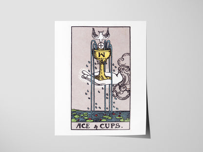 Ace of Cups Poster | Tarot Art Print — print detail on fine art paper, 16x20 in