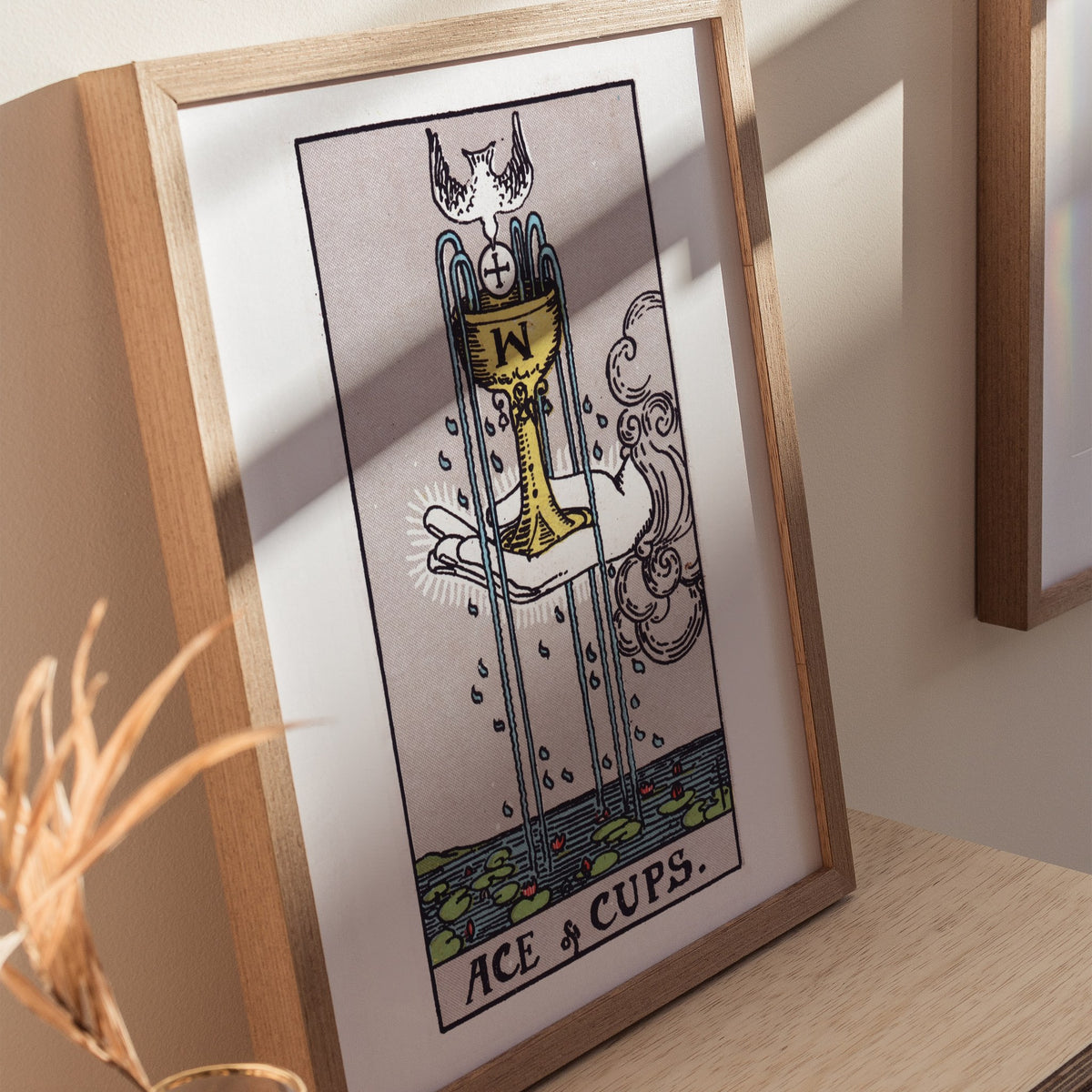 Ace of Cups Poster | Tarot Art Print — styled in an interior, 16x20 in
