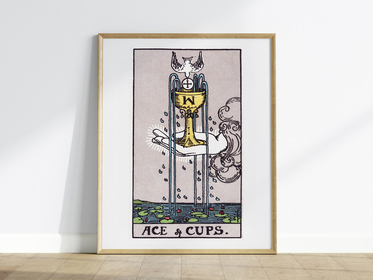 Ace of Cups Poster | Tarot Art Print — framed print on the wall