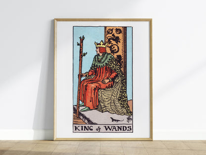 King of Wands Poster | Tarot Art Print — framed print on the wall