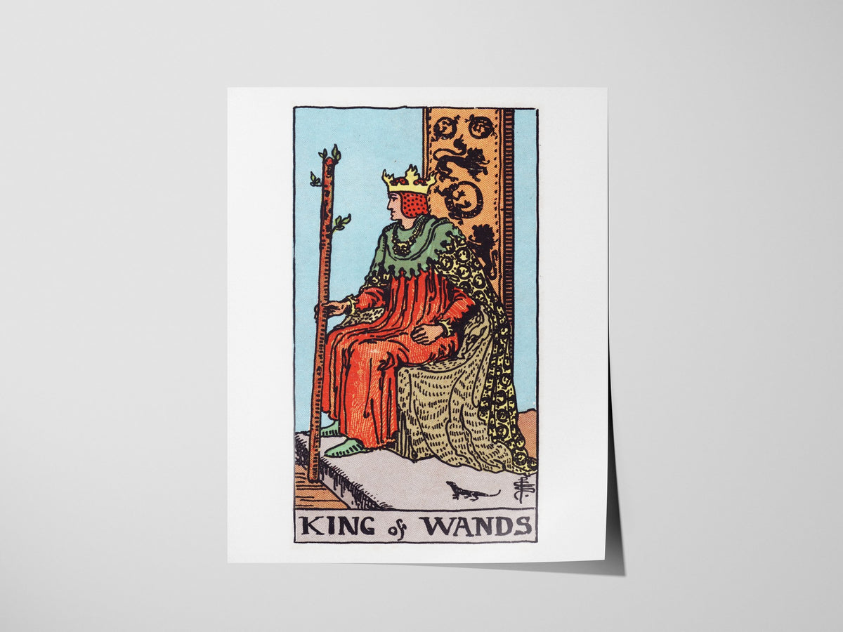 King of Wands Poster | Tarot Art Print — print detail on fine art paper