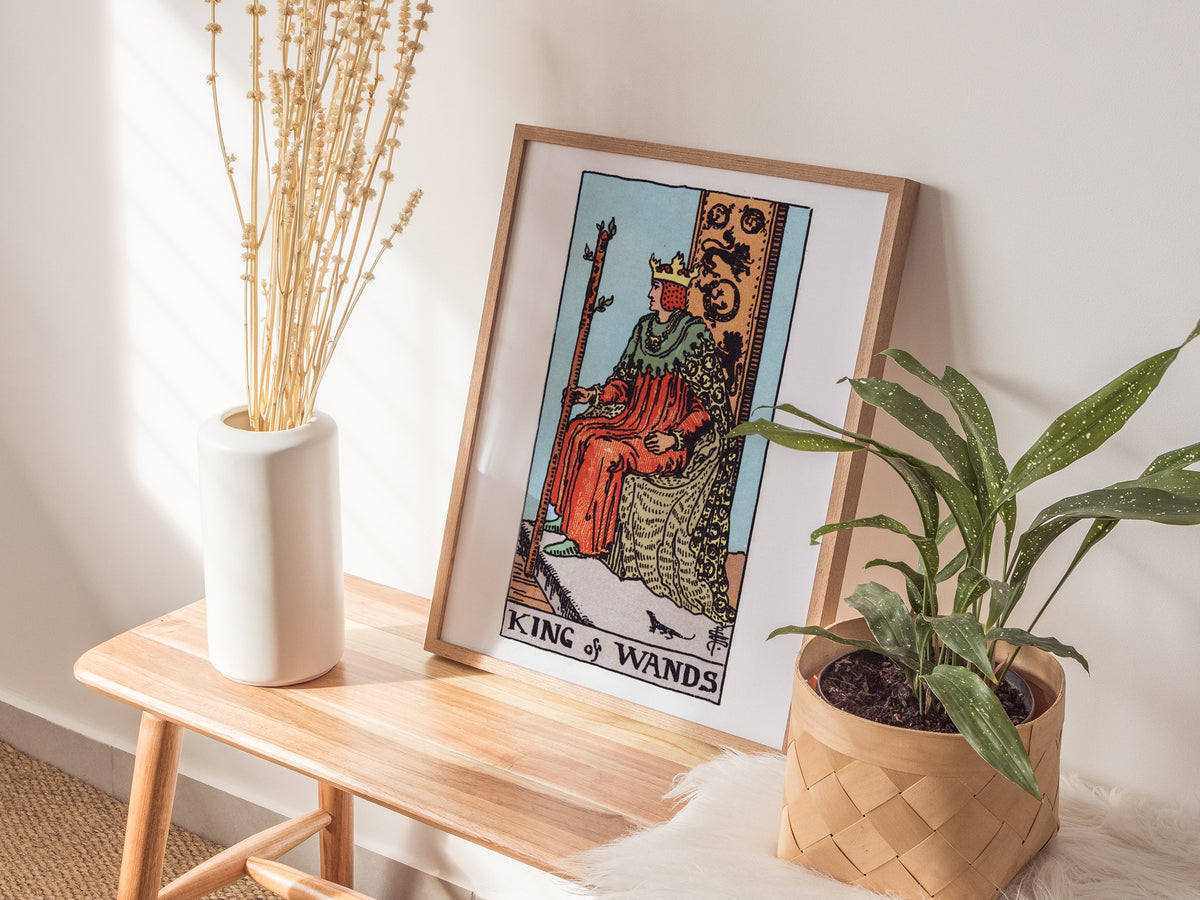 King of Wands Poster | Tarot Art Print — styled in an interior