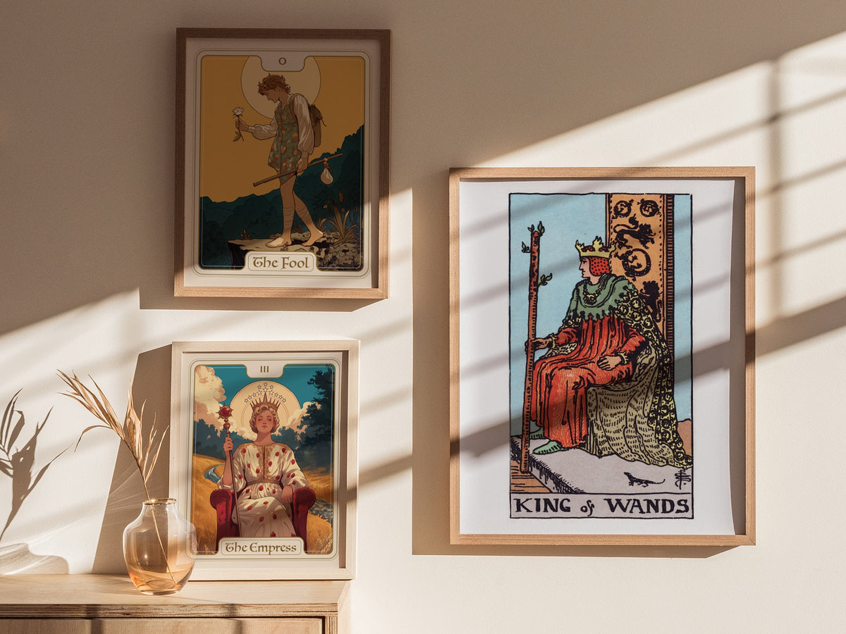 King of Wands Poster | Tarot Art Print — styled in an interior