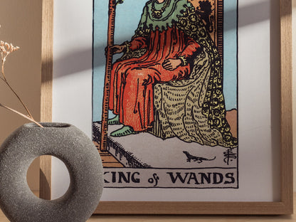 King of Wands Poster | Tarot Art Print — styled in an interior