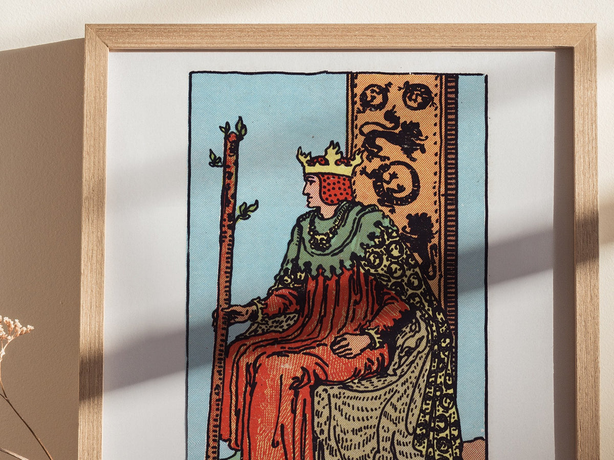 King of Wands Poster | Tarot Art Print — styled in an interior