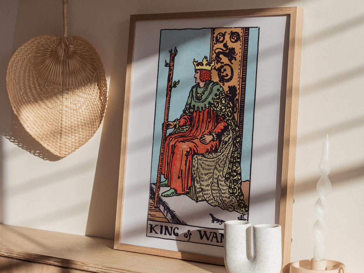King of Wands Poster | Tarot Art Print — styled in an interior