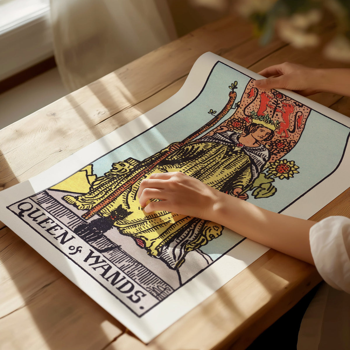Queen of Wands Poster | Tarot Art Print — print detail on fine art paper
