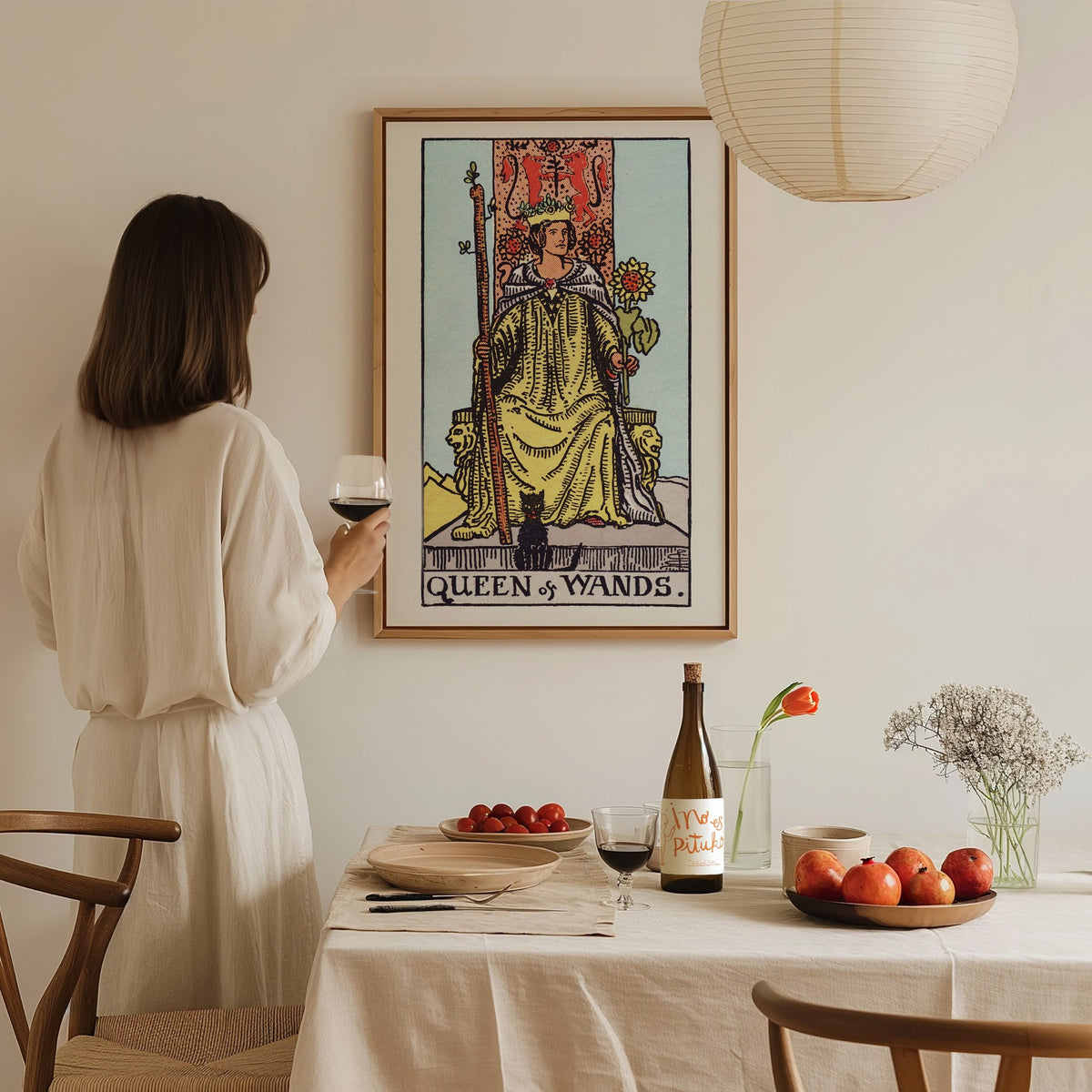 Queen of Wands Poster | Tarot Art Print — styled in an interior