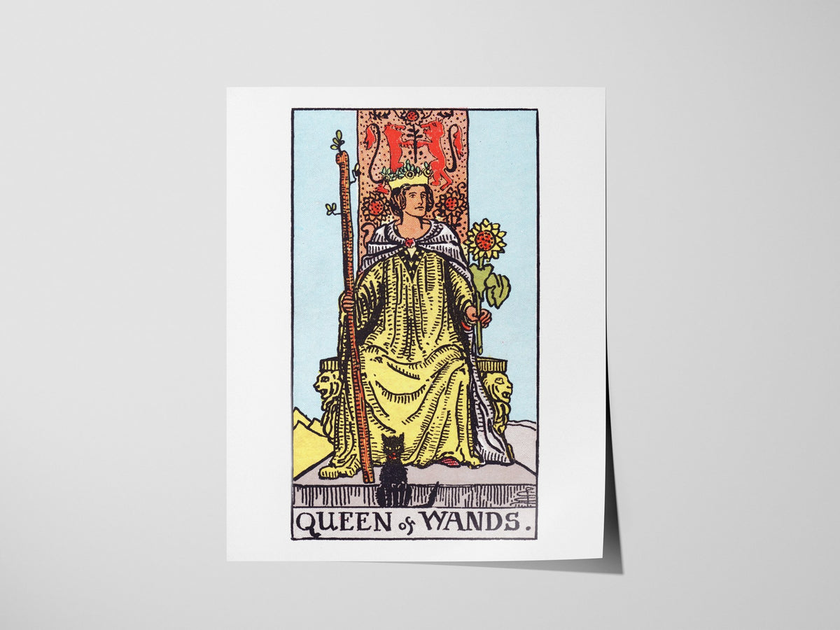 Queen of Wands Poster | Tarot Art Print — print detail on fine art paper