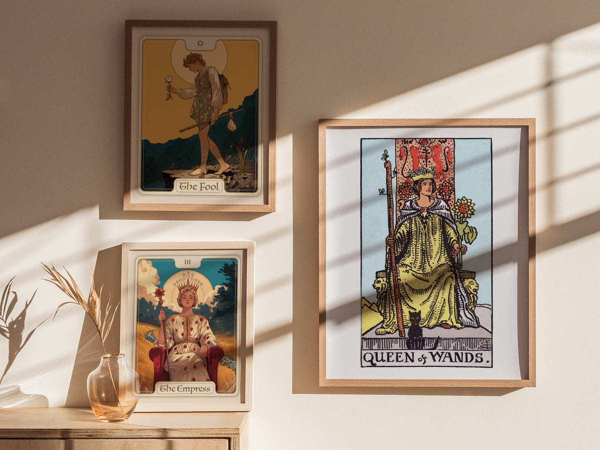 Queen of Wands Poster | Tarot Art Print — styled in an interior