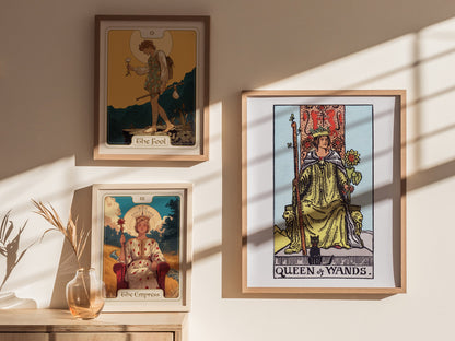 Queen of Wands Poster | Tarot Art Print — styled in an interior