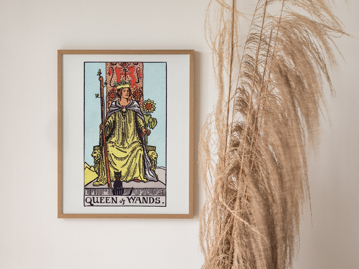 Queen of Wands Poster | Tarot Art Print — styled in an interior