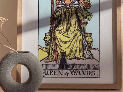 Queen of Wands Poster | Tarot Art Print — styled in an interior