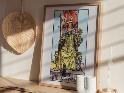 Queen of Wands Poster | Tarot Art Print — styled in an interior