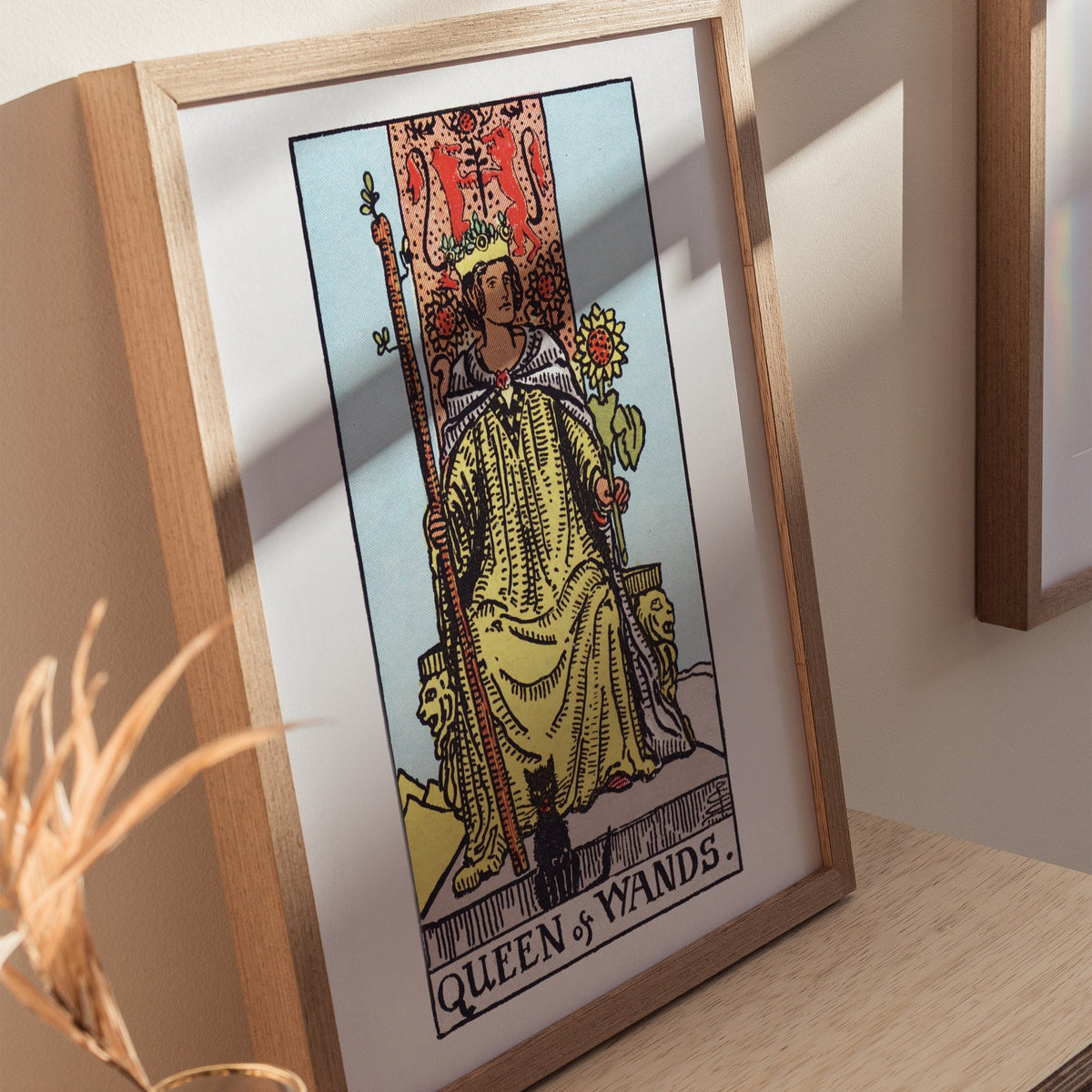 Queen of Wands Poster | Tarot Art Print — styled in an interior