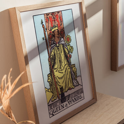 Queen of Wands Poster | Tarot Art Print — styled in an interior