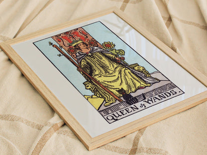 Queen of Wands Poster | Tarot Art Print — styled in an interior