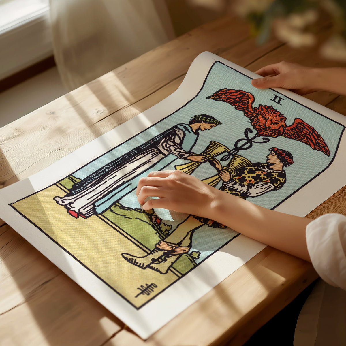 Two of Cups Poster | Tarot Art Print — print detail on fine art paper