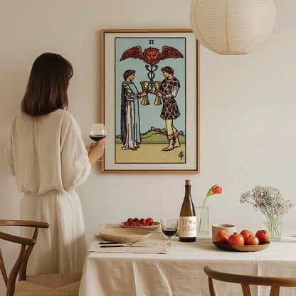 Two of Cups Poster | Tarot Art Print — styled in an interior