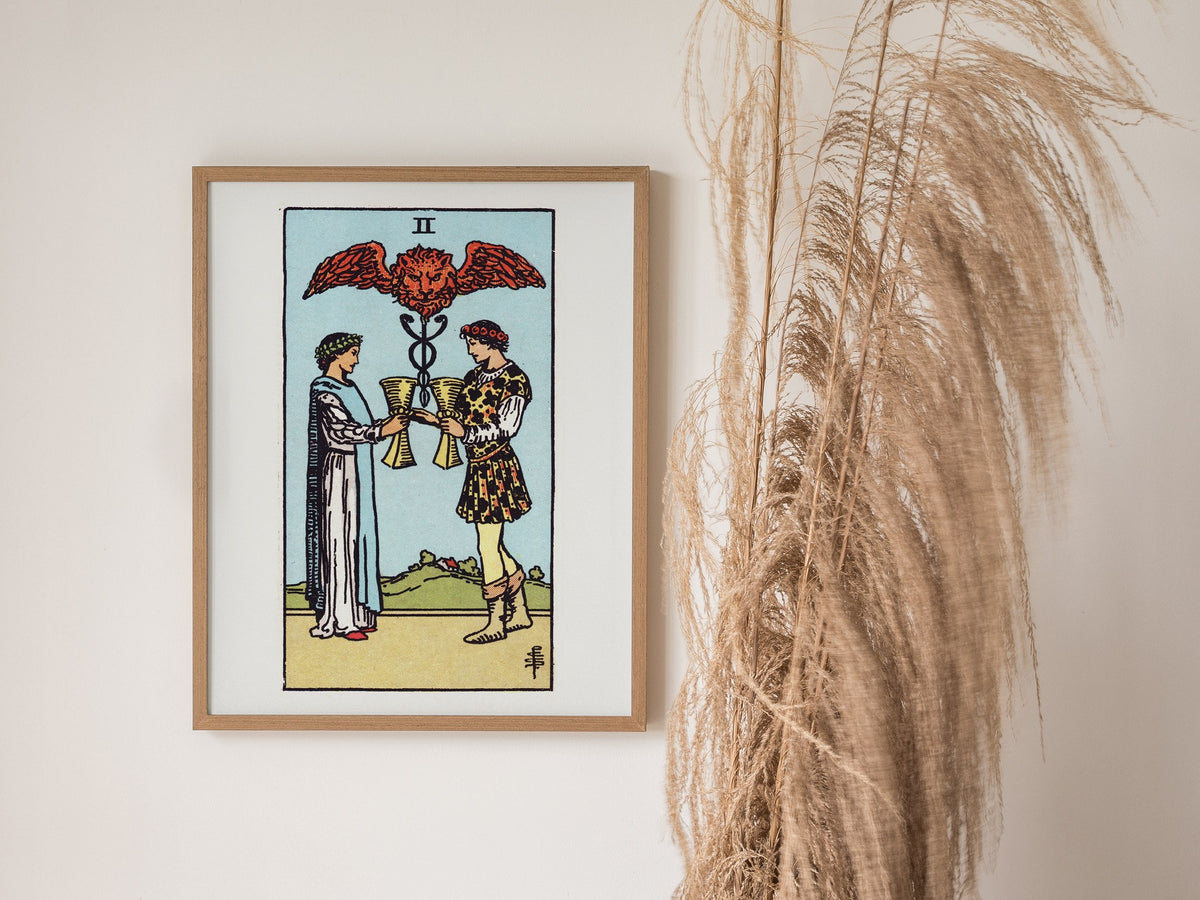 Two of Cups Poster | Tarot Art Print — styled in an interior