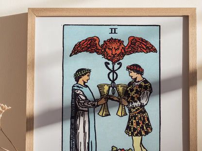 Two of Cups Poster | Tarot Art Print — styled in an interior