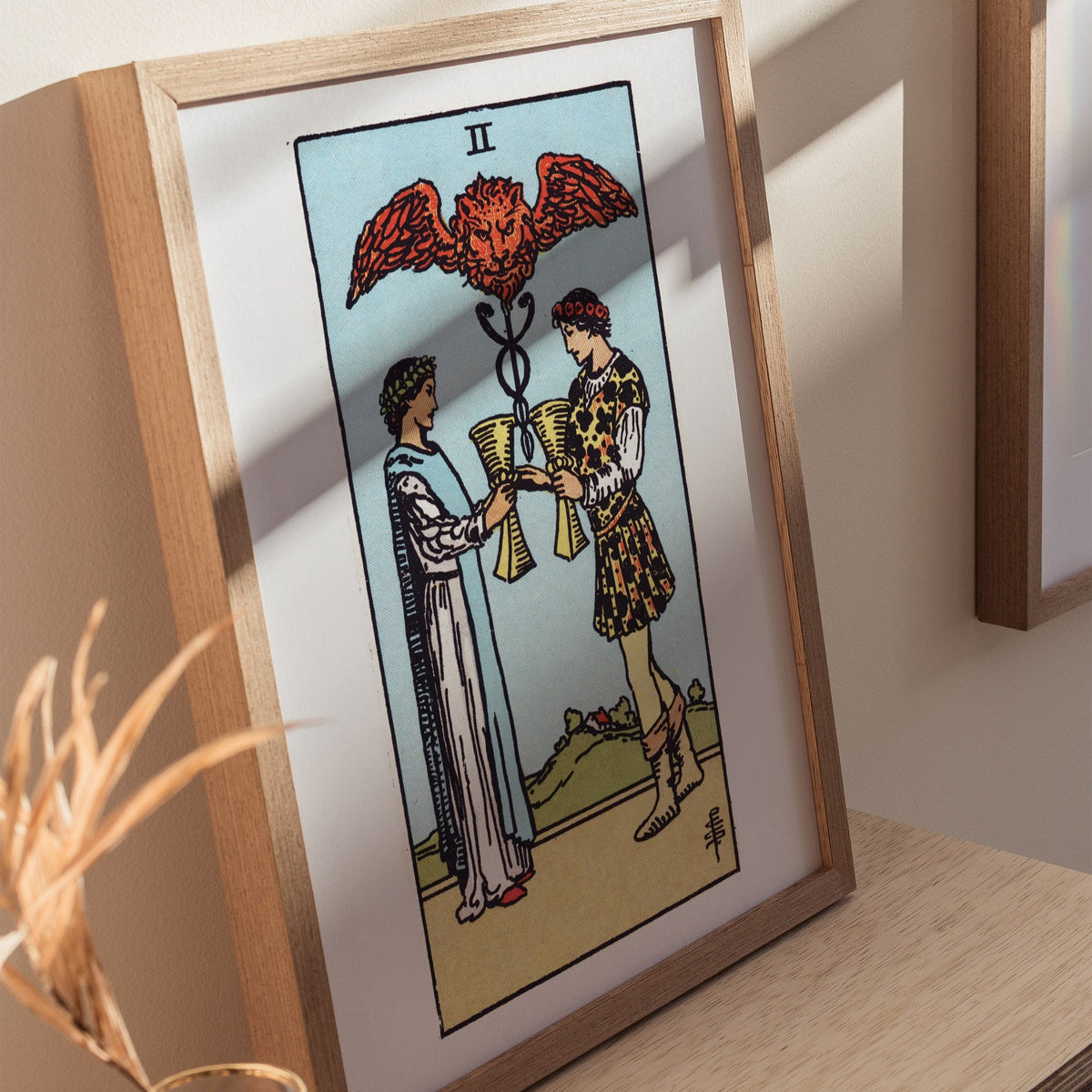 Two of Cups Poster | Tarot Art Print — styled in an interior
