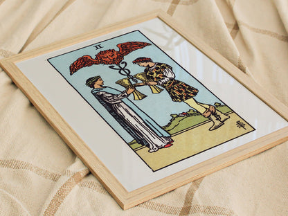 Two of Cups Poster | Tarot Art Print — styled in an interior