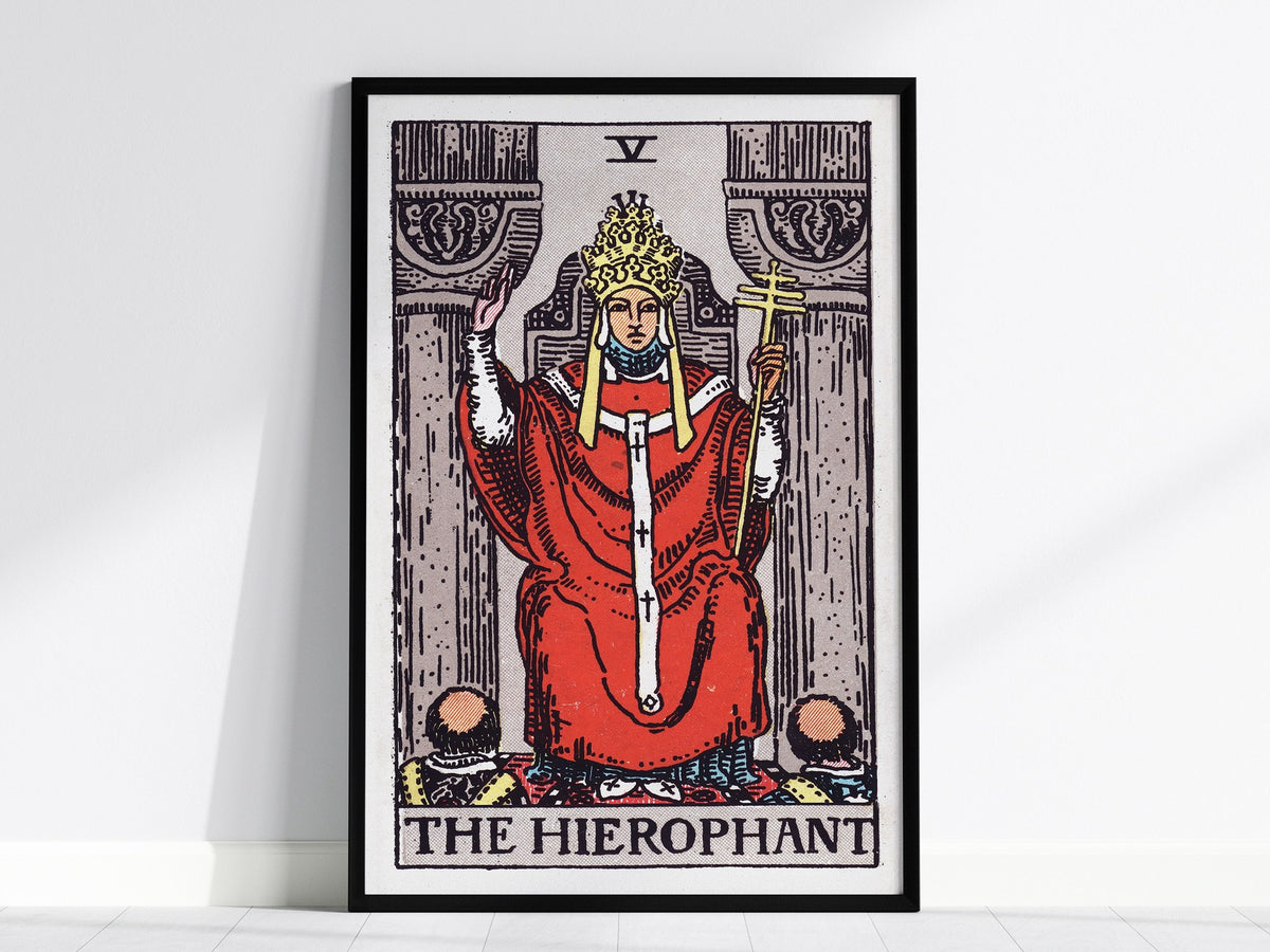The Hierophant Poster | Tarot Art Print — framed print on the wall, 24x36 in
