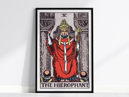 The Hierophant Poster | Tarot Art Print — framed print on the wall, 24x36 in