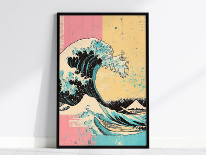 Hokusai Wave - Pop Poster | Travel Art Print — framed print on the wall, 24x36 in