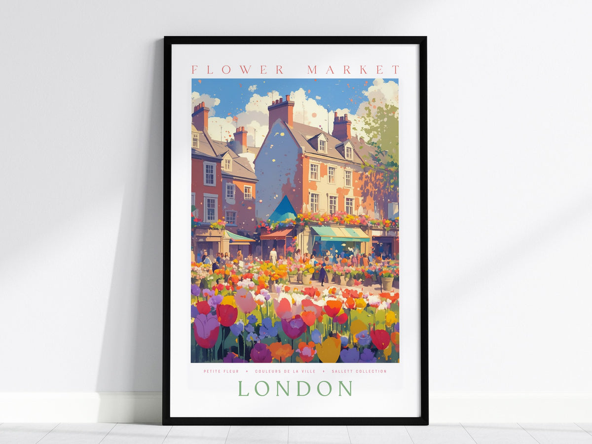 Flower Market London Poster | Floral and Plants Art Print — framed print on the wall, 24x36 in