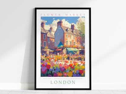 Flower Market London Poster | Floral and Plants Art Print — framed print on the wall, 24x36 in