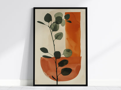 eucalyptus-and-ochre-arc Poster | Eucalyptus and Ochre Minimalism Art Print | Minimalist Wall Art — framed print on the wall