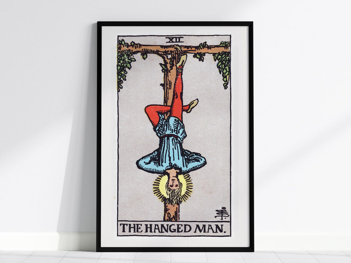 The Hanged Man v2 Poster | Tarot Art Print — framed print on the wall, 24x36 in