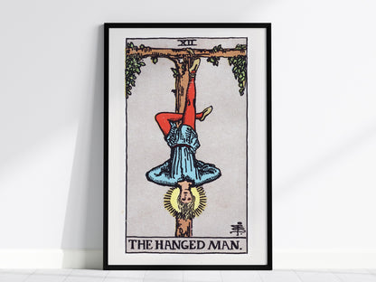 The Hanged Man v2 Poster | Tarot Art Print — framed print on the wall, 24x36 in