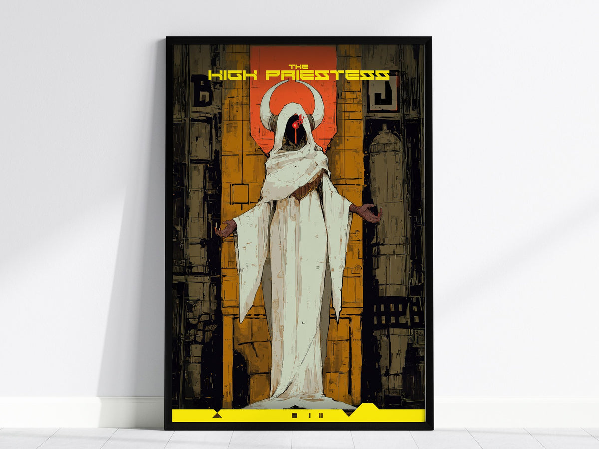 The High Priestess Poster | Tarot Art Print — framed print on the wall, 24x36 in