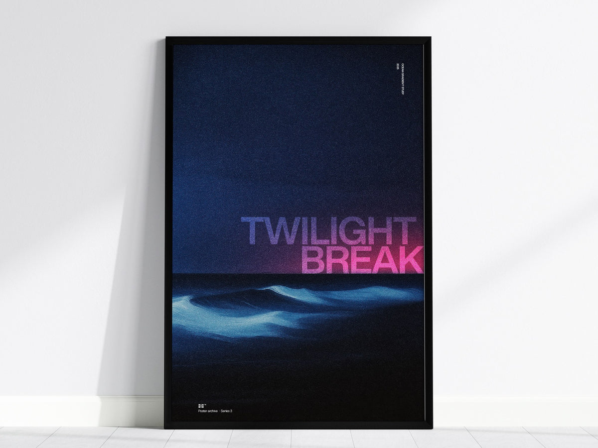 Twilight Break Poster | Exhibit Art Print — framed print on the wall, 24x36 in