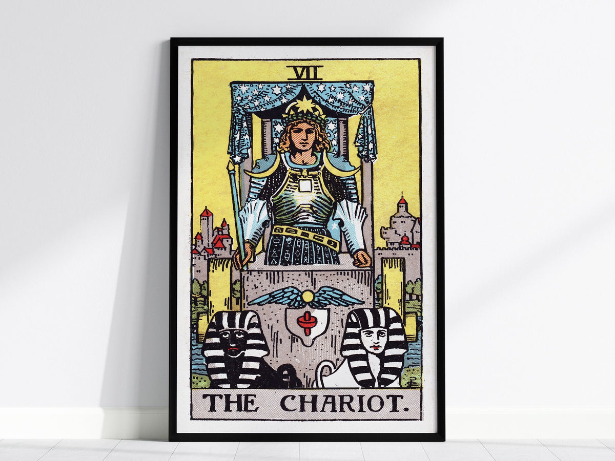 The Chariot Poster | Tarot Art Print — framed print on the wall, 24x36 in