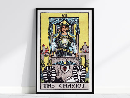 The Chariot Poster | Tarot Art Print — framed print on the wall, 24x36 in