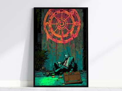 Wheel of Fortune Poster | Tarot Art Print — framed print on the wall, 24x36 in