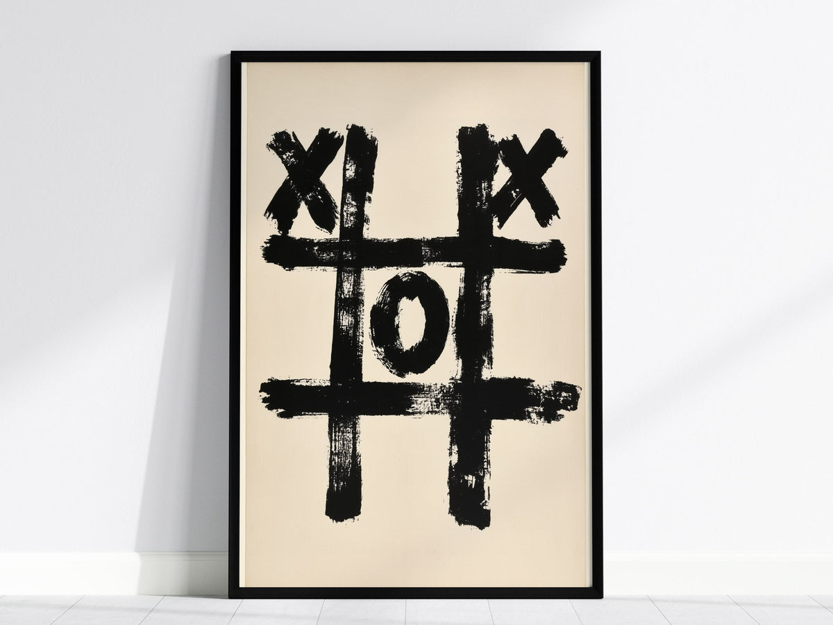 Losing Game Poster | Black and White Black and White Art Print | Game Room Wall Art — framed print on the wall, 24x36 in