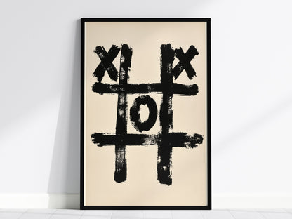 Losing Game Poster | Black and White Black and White Art Print | Game Room Wall Art — framed print on the wall, 24x36 in