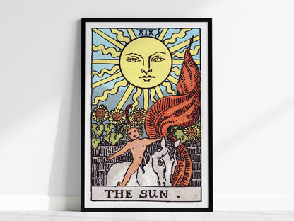 The Sun Poster | Tarot Art Print — framed print on the wall, 24x36 in