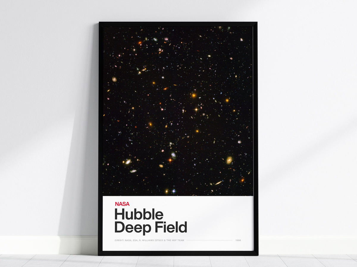 Hubble Deep Field Poster | Nasa Art Print — framed print on the wall, 24x36 in