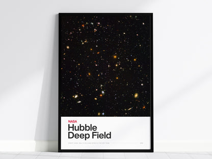 Hubble Deep Field Poster | Nasa Art Print — framed print on the wall, 24x36 in