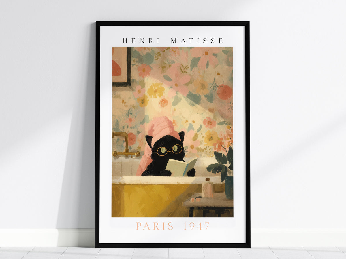 Matisse Cat Tub Poster | Animals Art Print — framed print on the wall, 24x36 in