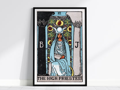 The High Priestess Poster | Tarot Art Print — framed print on the wall, 24x36 in